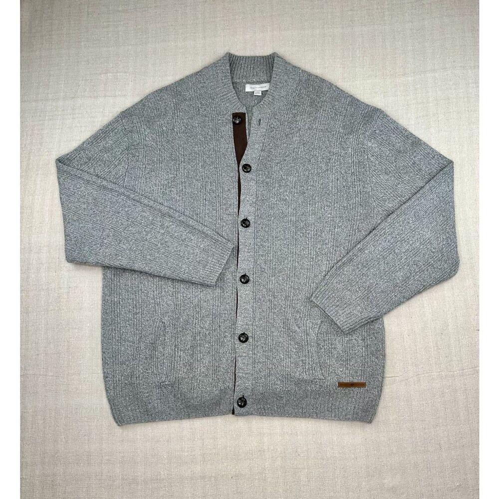 Joseph Abboud 4XLT Wool Blend Cardigan Sweater Gray Rib Knit Big & Tall Button